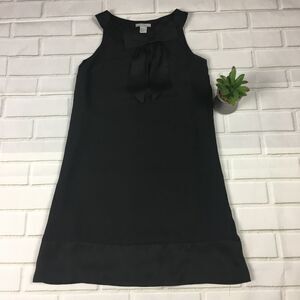 H&M Solid Black Sleeveless Bow Detail Boat Neck Lined Dress womens 4 S M CUTE